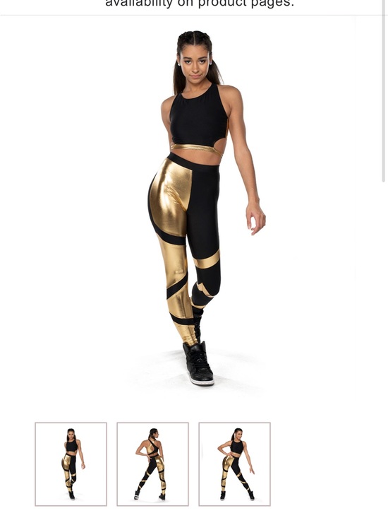Wish Pants - Metallic Gold & Black “out of my mind” dance costume by A wish come true.Sz SA